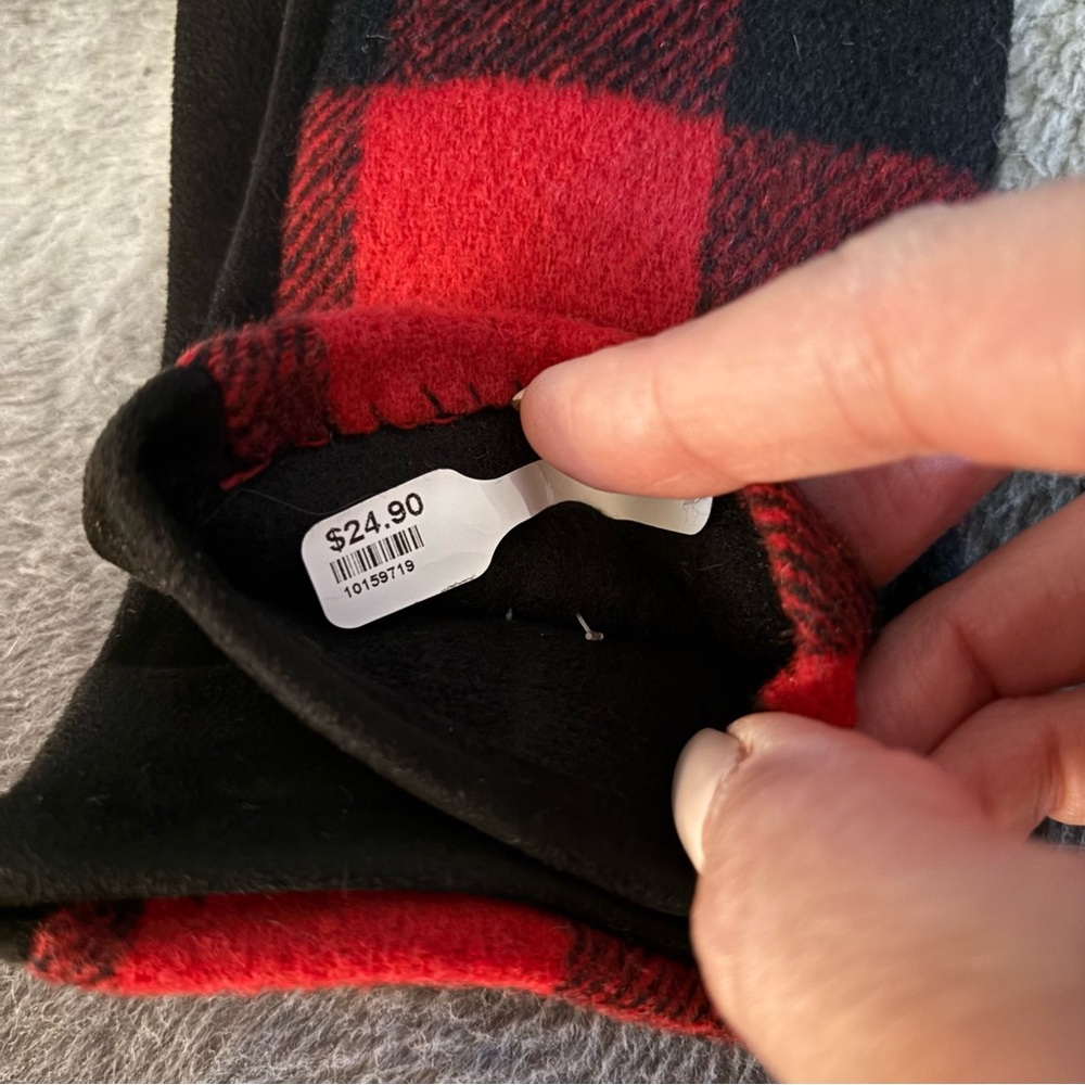 Women’s Buffalo Plaid Red Black Bold Cozy Touchscreen Winter Gloves One Size - Picture 3 of 3